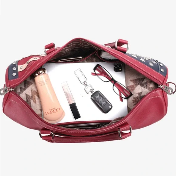 Black and White Studded Flag Design Women's Bag HAND BAG ONLY - Picture 7 of 8